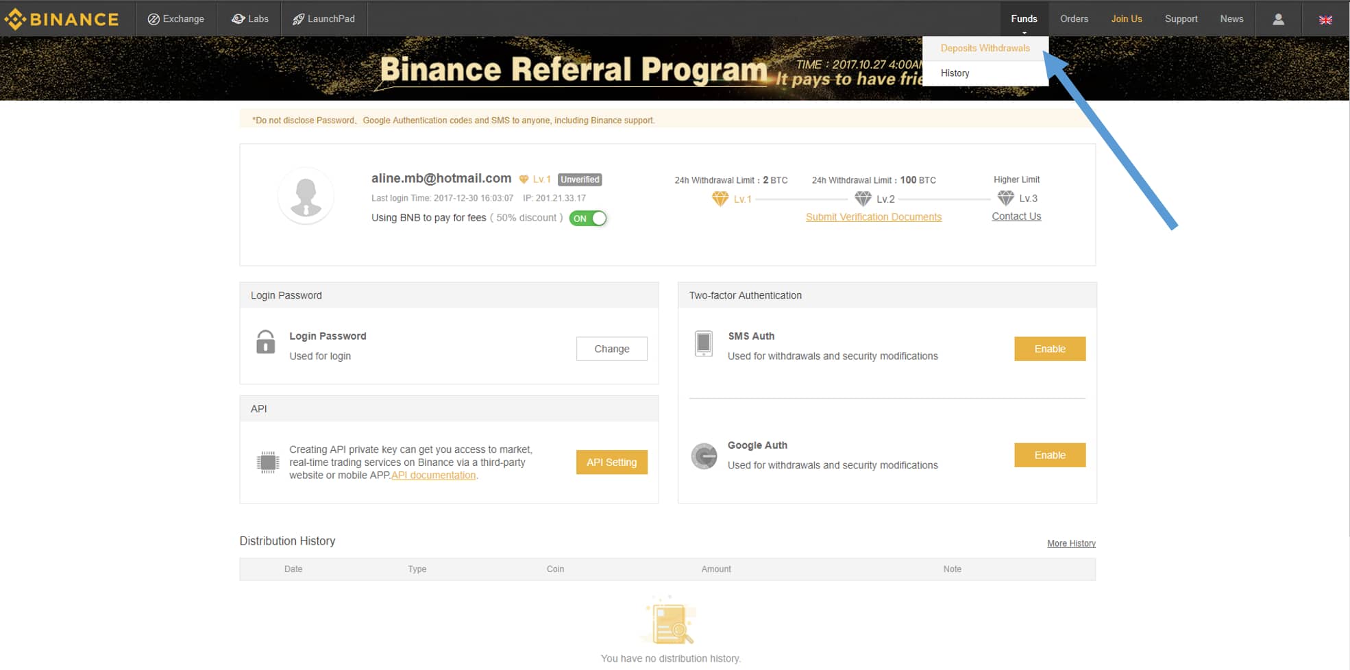 deposits and withdrawals