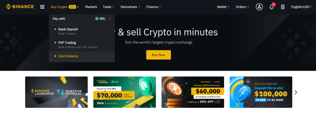 buy crypto cash balance