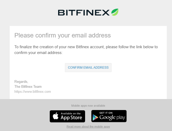 confirm email address bitfinex