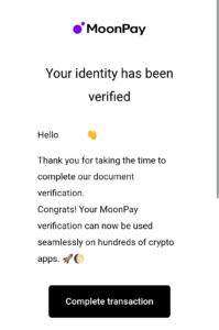 identidade verificada moonpay